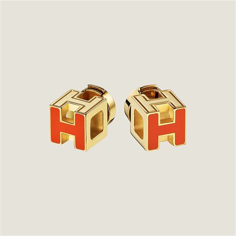 hermes cage d h earrings|hermes leather earrings.